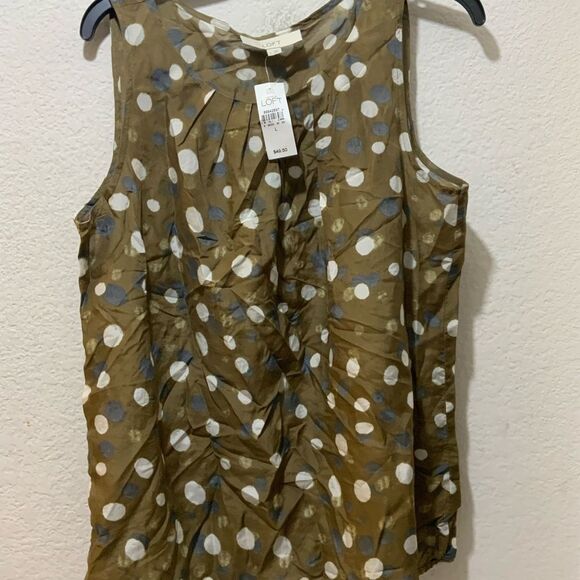 New Ann Taylor LOFT  Top cotton and silk elastic hem - Picture 2 of 8